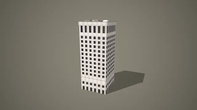 现代高层网格窗写字楼 3D 模型 城市商业建筑场景资产