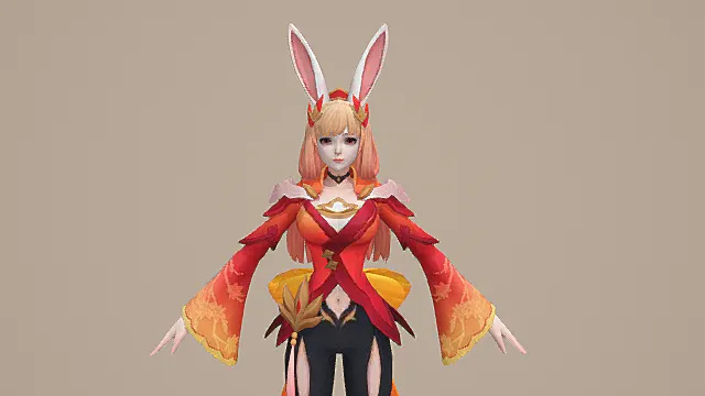 兔姬刺客英雄：红橙国风装焰纹装饰外观