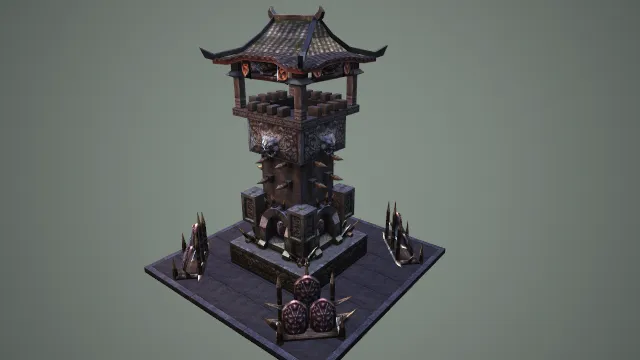 哨塔 古风建筑 建筑模型 游戏模型