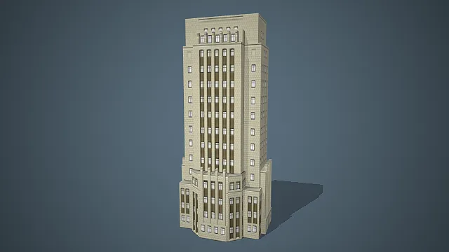 装饰艺术  城市商务建筑  对称几何立面  复古都市