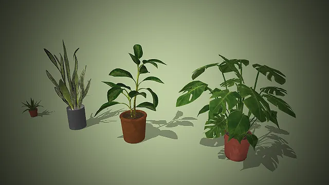 一套现代简约风格的室内绿植3D模型