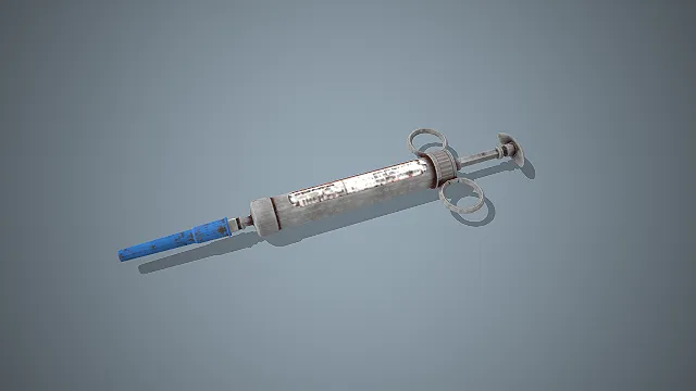 一款复古金属注射器的肾上腺素3D模型