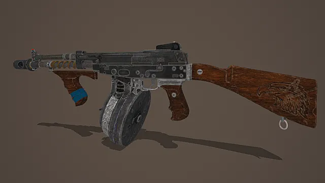 废土风格改装冲锋枪3D模型