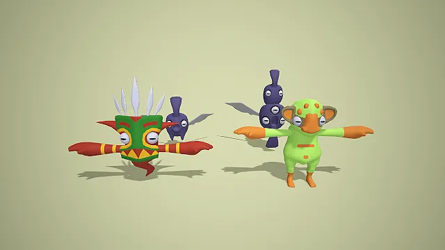 卡通 Q 版部落图腾多眼怪树懒怪物角色 3D 模型合集