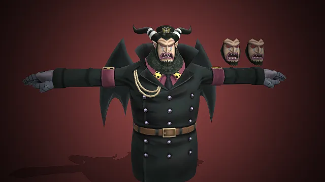 日本动画片《海贼王》中的人物巴斯克・乔特的3d模型