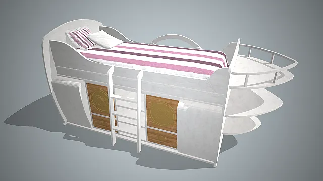 船型儿童高低床  原木纹理  储物抽屉  童趣多功能床具