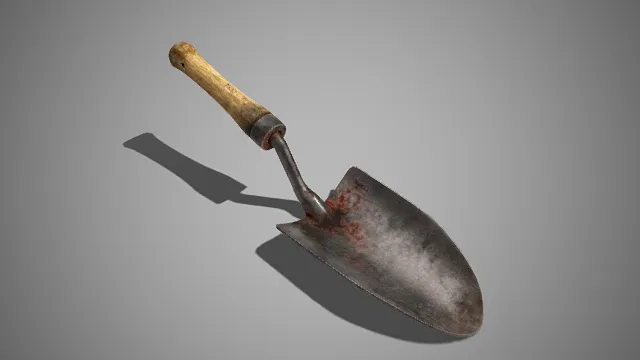 园艺铁铲  旧化铁铲  木质手柄与铁制铲头  浅棕木纹手柄  实用属性  复古