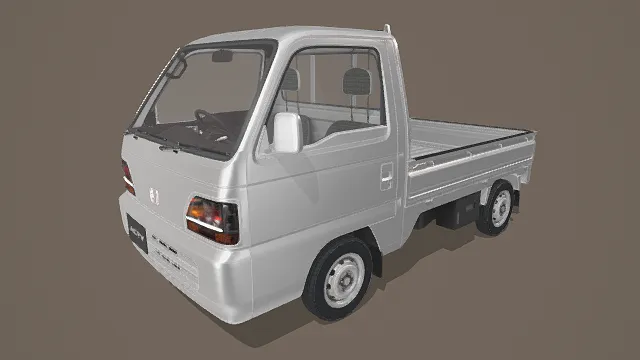 3D卡通风格白黑系小型货车模型，创意设计（3D车辆、卡通风格、实用卡通风，汽车设计主题）