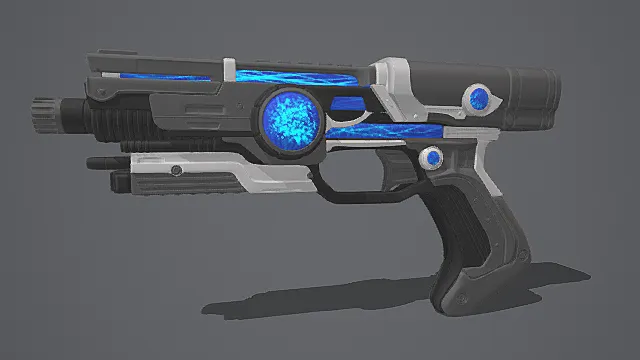 赛博科幻风格能量脉冲枪模型 