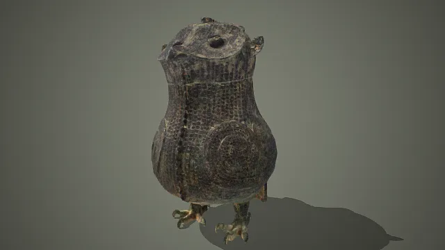 国风古器风格鸮形青铜尊摆件 3D 模型