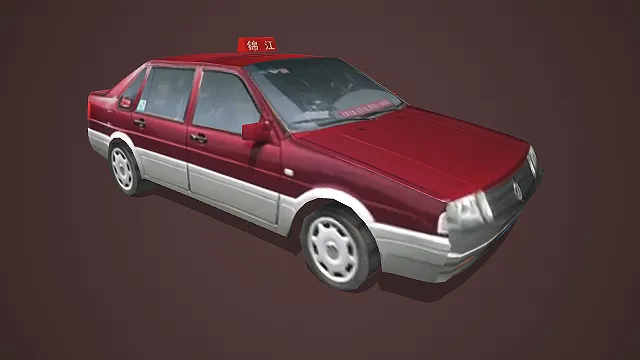 红银拼色锦江出租车 3D 模型
