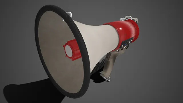 手持便携扩音器  红白灰三色搭配  塑料材质  麦克风  便携与实用  广播工具