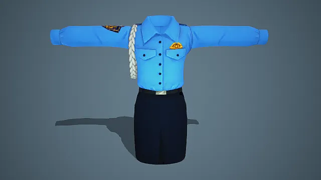 精致现代制服设计女孩警服3D服装模型 