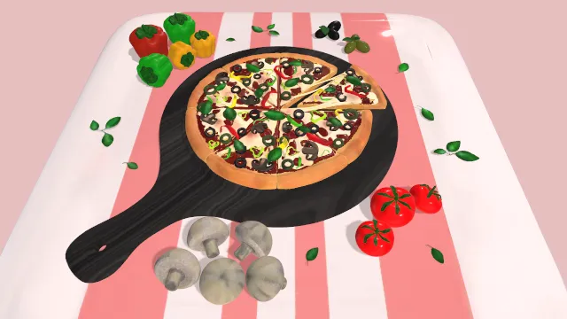 蔬菜披萨面包食物蘑菇西红柿辣椒