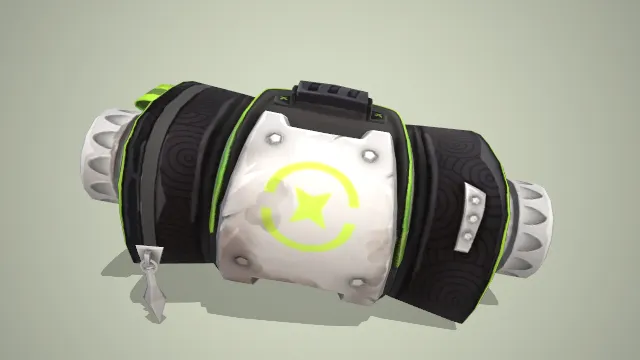 黑白色横圆筒背包装有亮灯