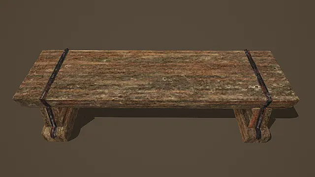 复古做旧木质长凳3D模型