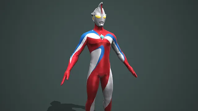 红银蓝配色高斯奥特曼日冕形态角色模型