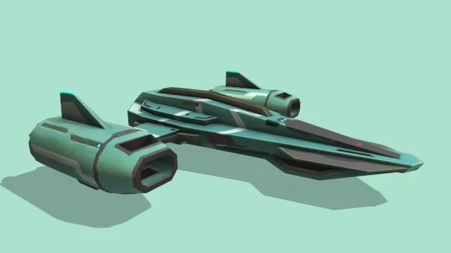 卡通风格低多边形太空战斗机飞机就绪游戏