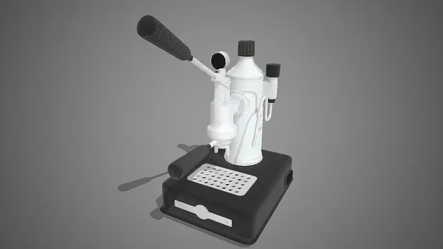一台黑白配色的复古意式手控咖啡机3D模型