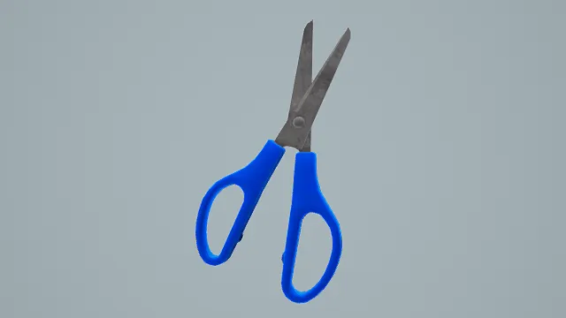 蓝色手柄办公剪刀3D模型