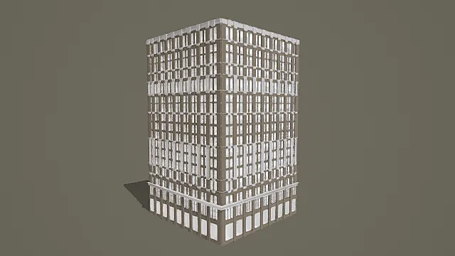 现代极简风灰调网格立面写字楼3D模型