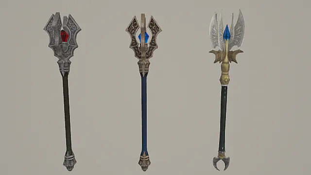 元素圣邪长柄游戏武器套装3D模型 