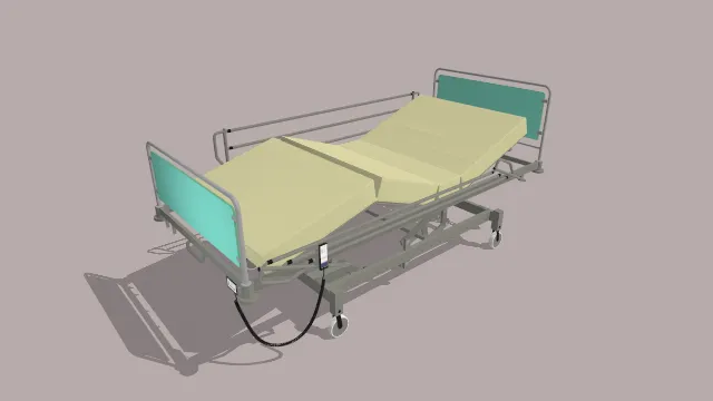 一张电动护理病床的 3D 模型