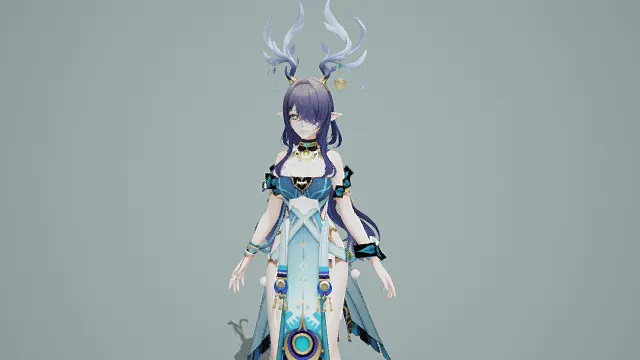 3D卡通风精灵少女角色模型，创意设计（3D精灵少女、卡通风格、梦幻精致、奇幻主题、精灵元素）