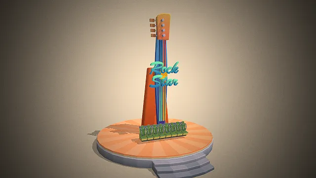 一个吉他造型的游乐设施3D模型