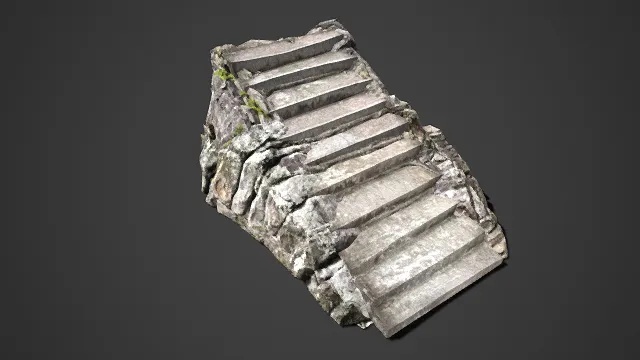 写实风格  石阶梯  苔藓  自然风化  山间步道  沧桑质感  