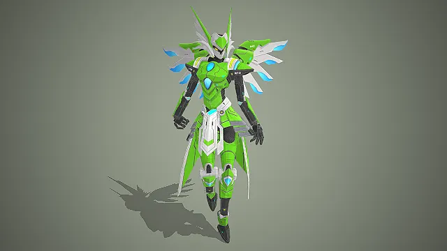 科幻风格  人形机甲  绿色装甲  高精度建模