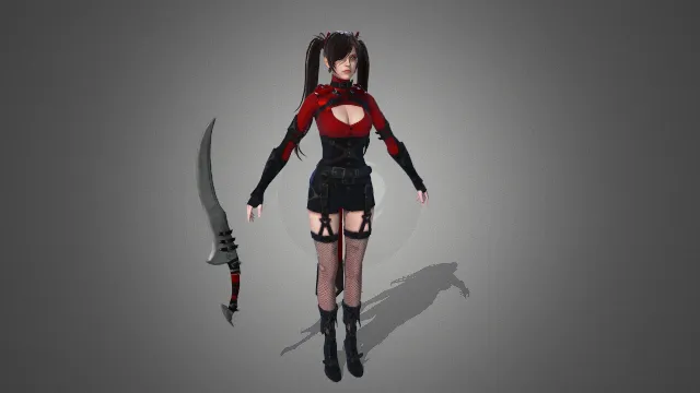 游戏模型 人物模型 双马尾剑客 游戏皮肤