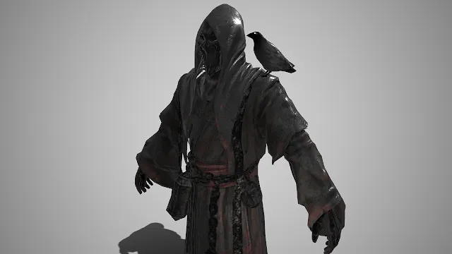 暗黑诡谲  锈蚀  暗褐纹理  骷髅面容  死亡气息  诡异  渡鸦  死亡信使  破败沧桑  幽冥使者形象