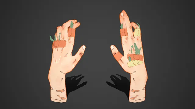 治愈系  受伤的手  手绘风格  蕨类植物  简约线条  创意艺术设计