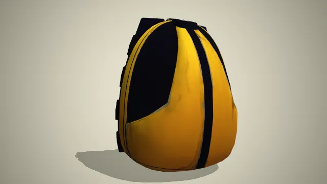 黄色半圆形背包黑色装饰