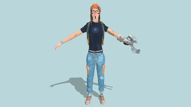 3D卡通风格人物角色模型，创意设计（3D角色、卡通风格、科幻潮流风，角色设计主题）