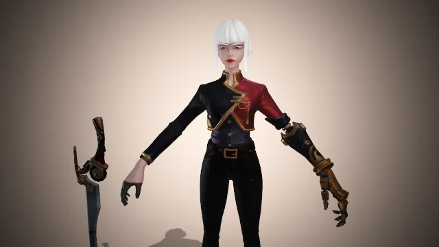 哥特战士  机械义肢  3D 女性角色  蒸汽朋克长剑  