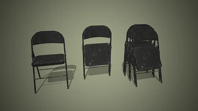 一套工业复古风格的折叠椅3D模型