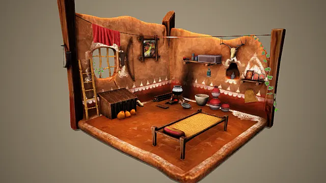 猎户的小木屋  栖息地   室内场景3D模型