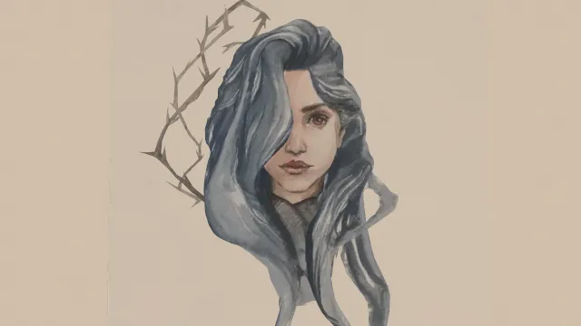 水彩手绘女生人头像3D模型