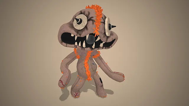 破烂布偶怪物  同人玩偶  破旧麻布缝合  獠牙大嘴