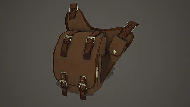 复古探险风格皮质鞍包模型