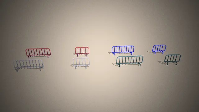 一组隔离护栏的3D模型