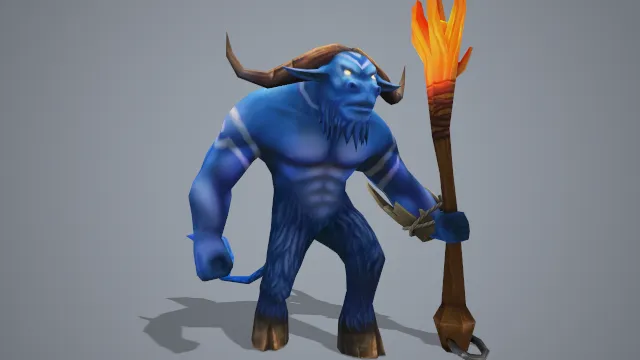 牛头怪怪物游戏拟人角色动画火炬武器