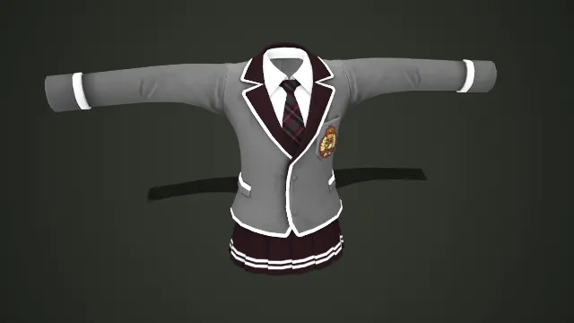 学院风灰棕制服（收腰 格纹领结 百褶裙 徽章）