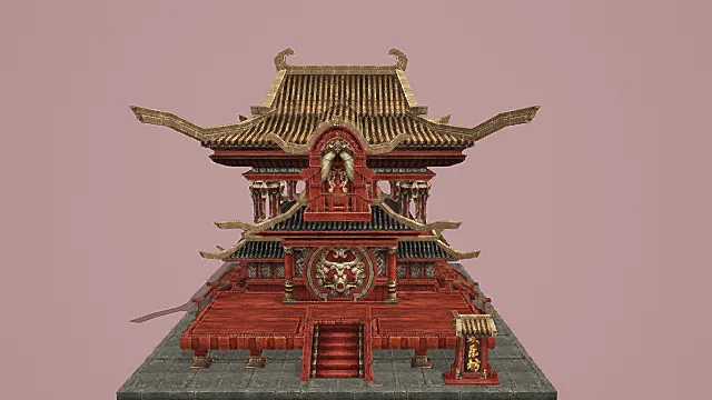 卡通风格中式华贵欢乐坊建筑3D模型