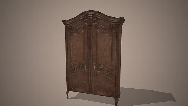 复古雕花双门衣柜  古典家具  做旧复古质感  废弃庄园