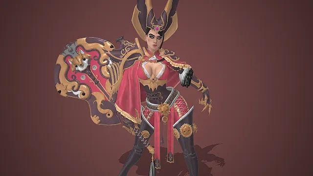 狐面巨斧  骷髅装饰  东方武侠风  女将人设