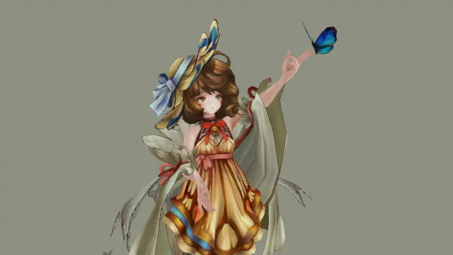 3D卡通风格人物角色模型，创意设计（3D角色、卡通风格、柔美奇幻风，角色设计主题）