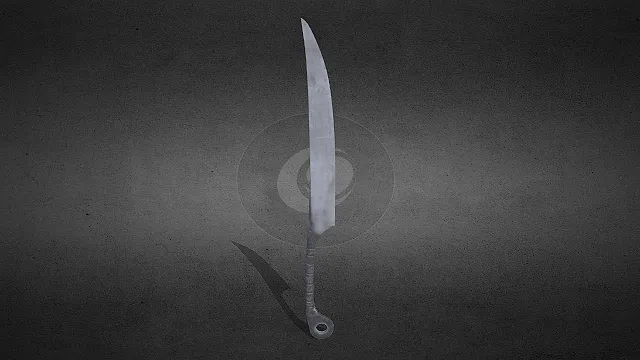 一体成型弯刀  近战武器  做旧磨损质感  生存工具